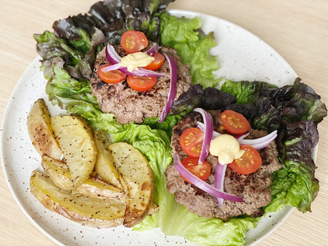 Lettuce Burgers With Potato Wedges