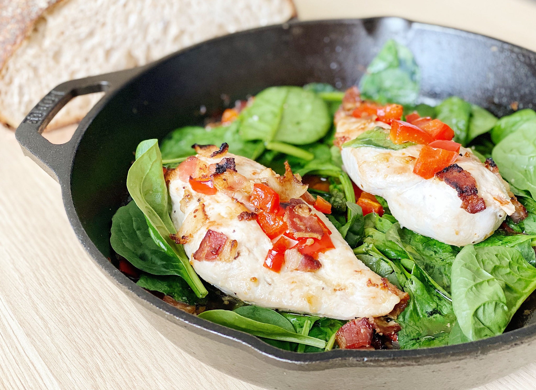 Easy Spring Chicken Spinach and Pepper