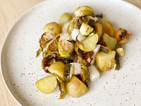 Summer Balsamic Roasted Root Vegetables