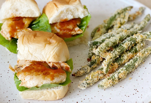 BBQ Chicken Sliders with Green Bean Fries